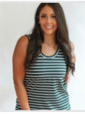 Green & White Striped Nursing Tank Top - size